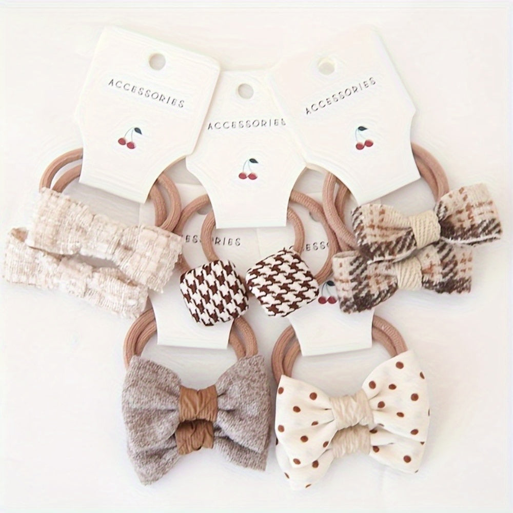 10pcs Flower Hair Bows Elastic Hair Ties & Scrunchies