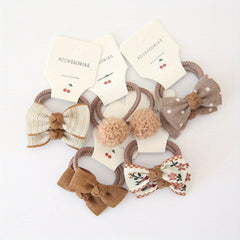 10pcs Flower Hair Bows Elastic Hair Ties & Scrunchies