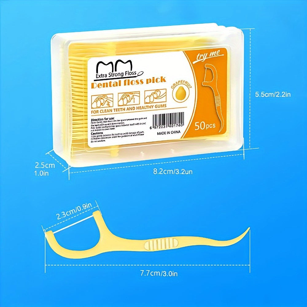 50pcs Thin Disposable Floss Sticks Fruit Flavor Individually Packaged