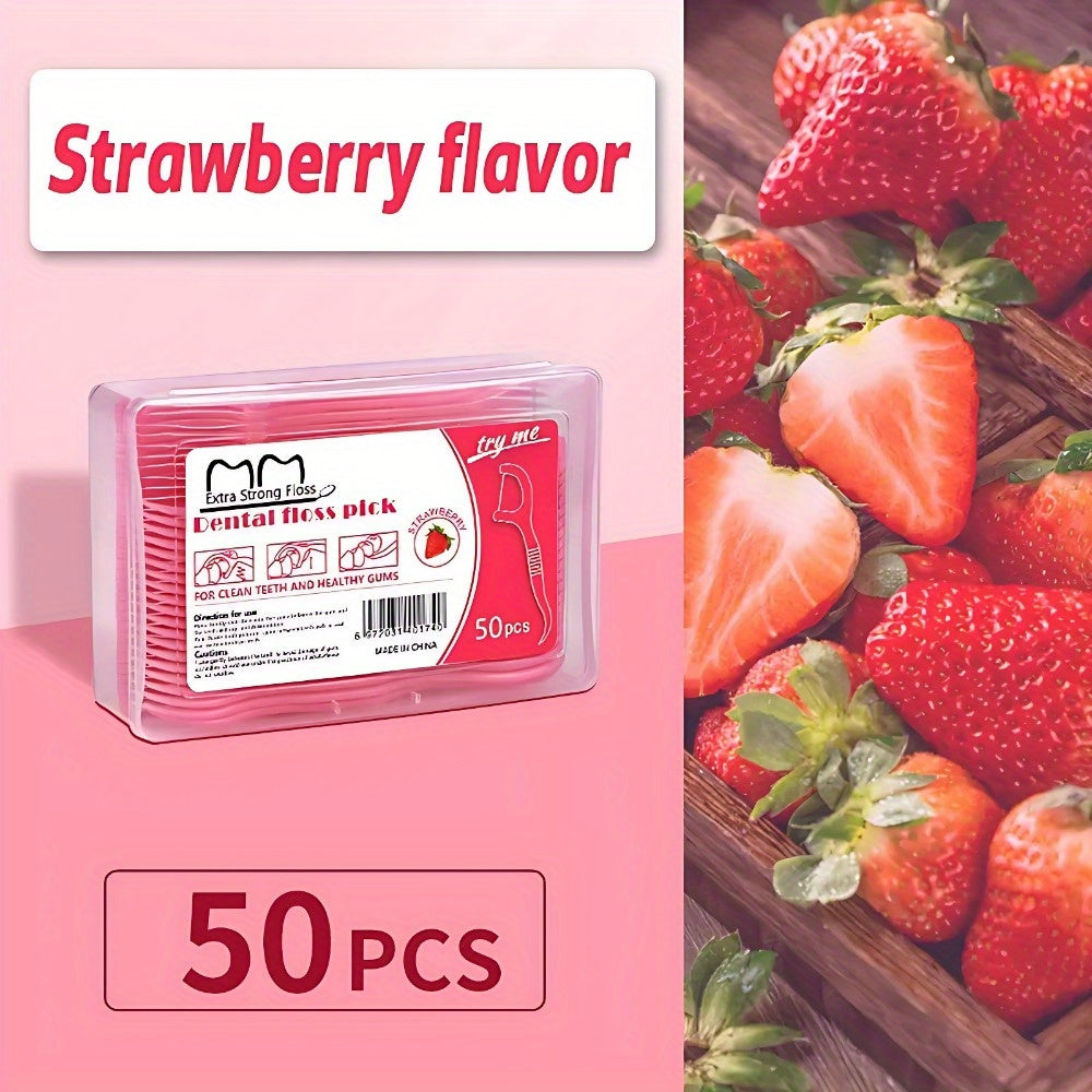 50pcs Thin Disposable Floss Sticks Fruit Flavor Individually Packaged
