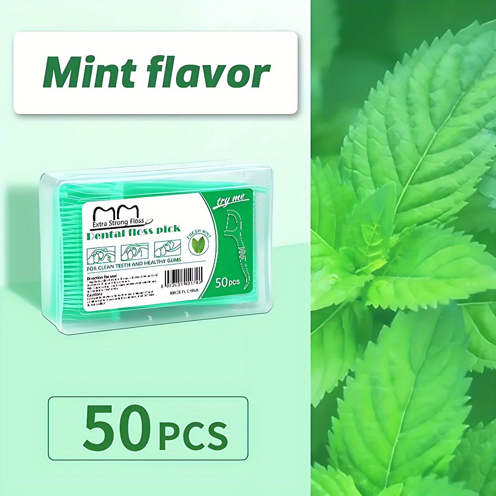 50pcs Thin Disposable Floss Sticks Fruit Flavor Individually Packaged
