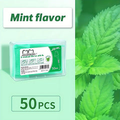 50pcs Thin Disposable Floss Sticks Fruit Flavor Individually Packaged