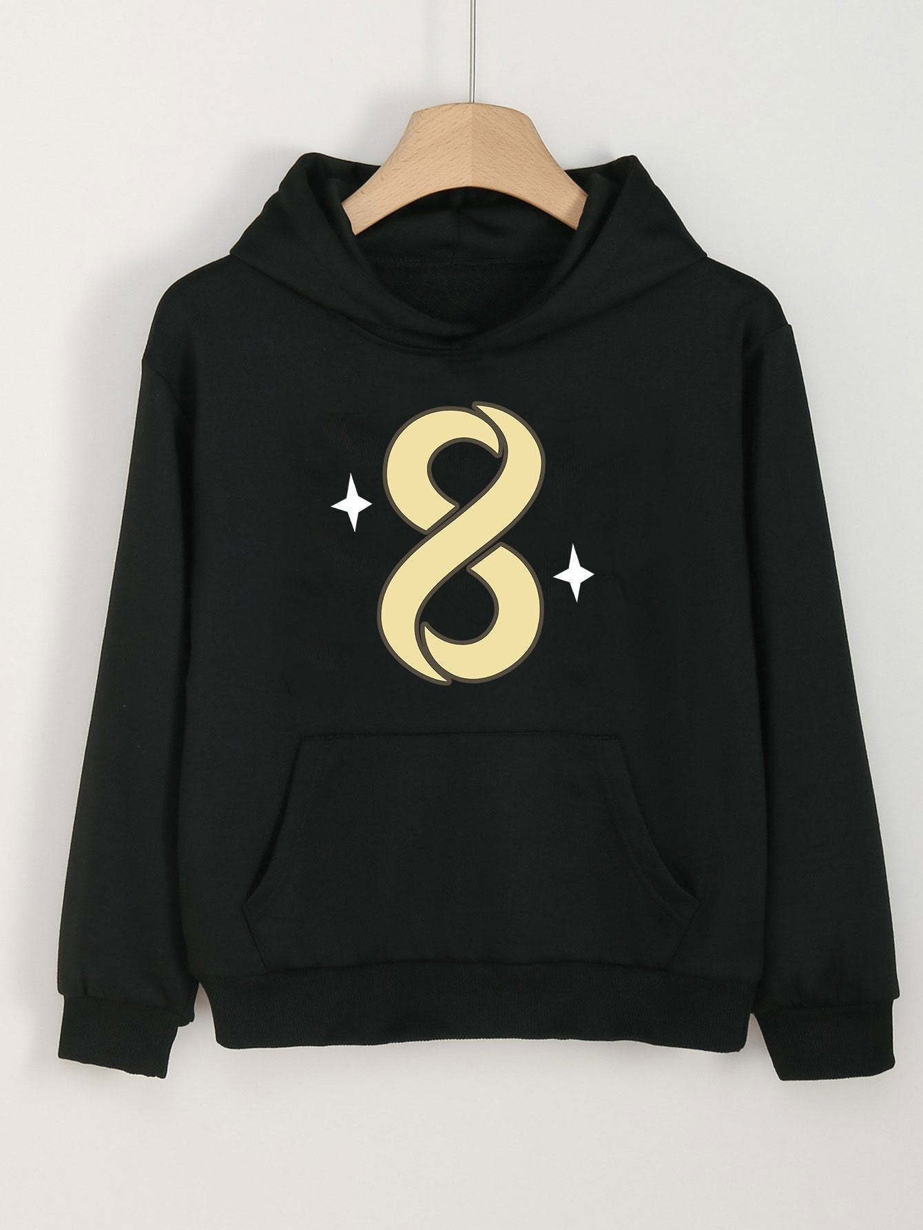Girls Number 8 Pattern Hooded Sweatshirt for Spring