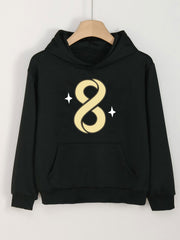 Girls Number 8 Pattern Hooded Sweatshirt for Spring