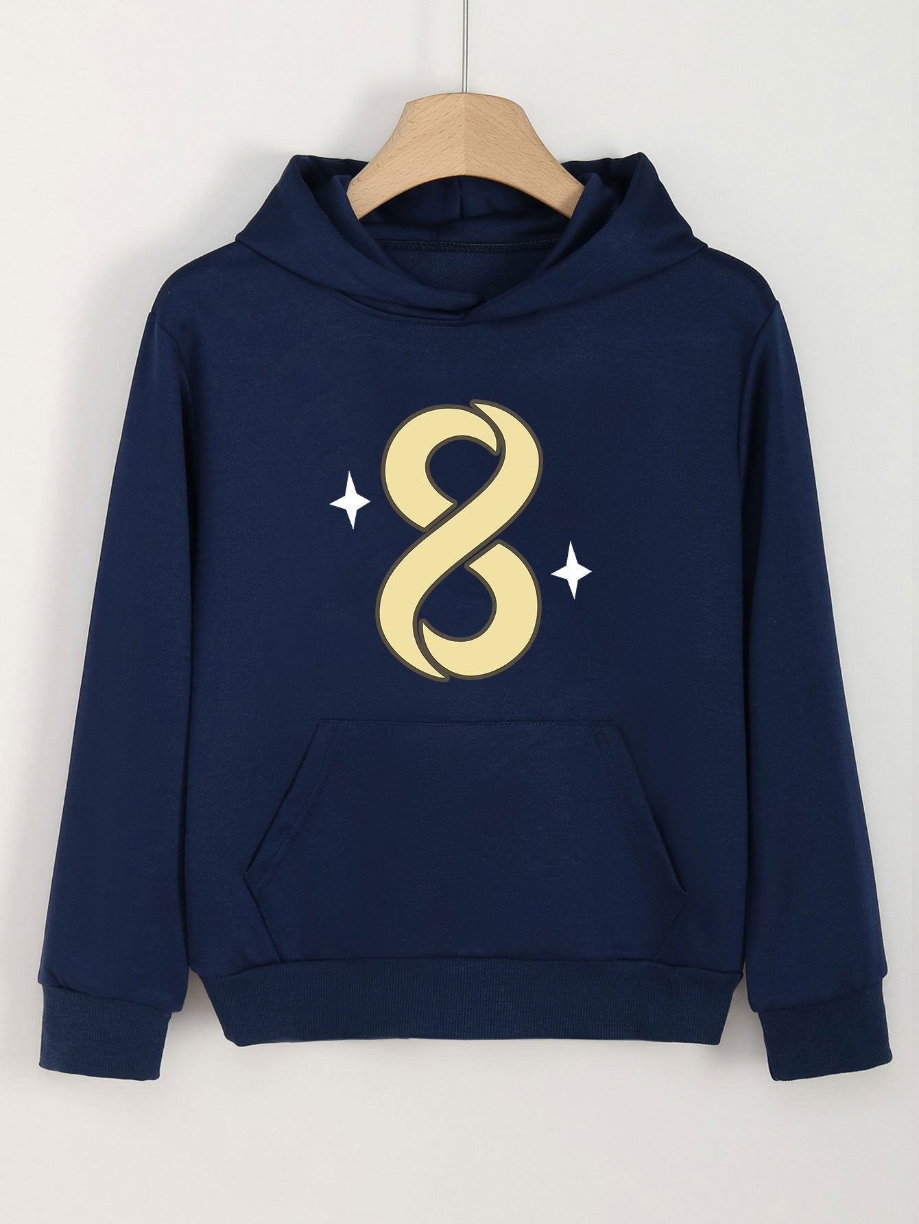 Girls Number 8 Pattern Hooded Sweatshirt for Spring