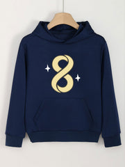 Girls Number 8 Pattern Hooded Sweatshirt for Spring