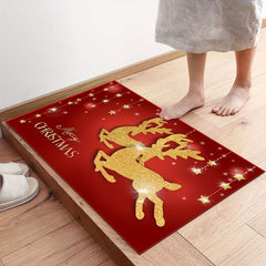 Crystal Velvet Rug Golddeer Pattern Mat Anti-slip Doormat