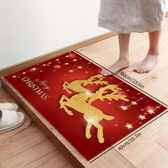 Crystal Velvet Rug Golddeer Pattern Mat Anti-slip Doormat