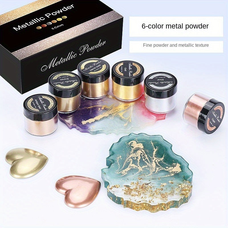 6 Colors Marble Crystal Glue Coloring Metallic Powder Glitter DIY Resin Craft