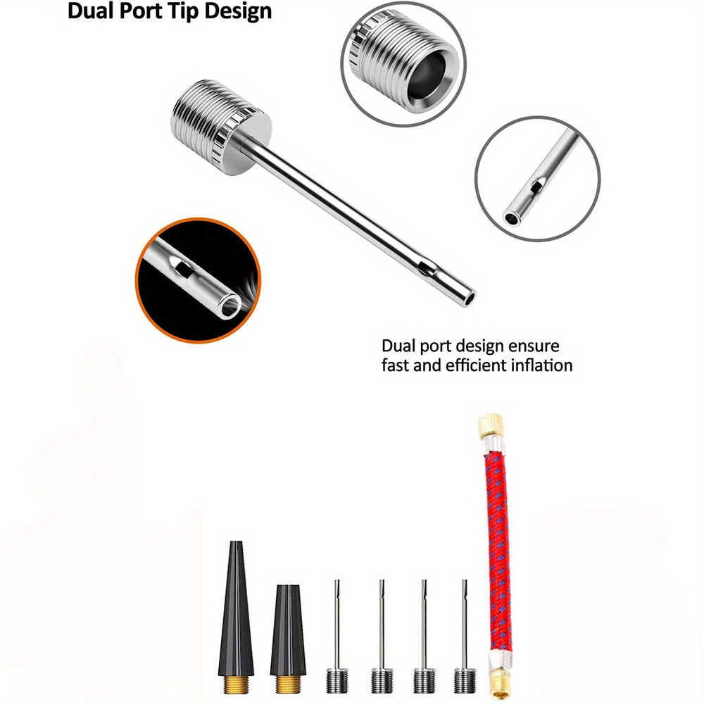 Sports Ball Pump with Needles Nozzle Extension Hose