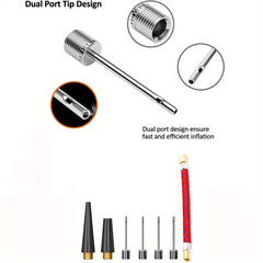 Sports Ball Pump with Needles Nozzle Extension Hose
