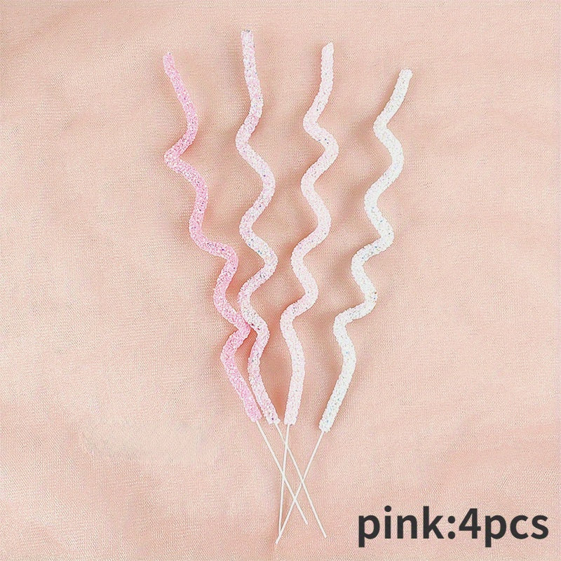 4pcs Soft Stripes Cake Decoration Colorful Dessert Table Party Supplies