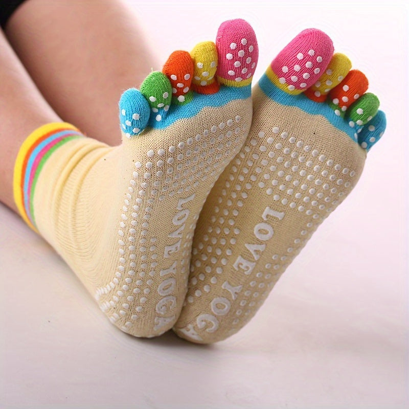 Rainbow Yoga Socks Non Slip Ankle Striped Gripper Socks