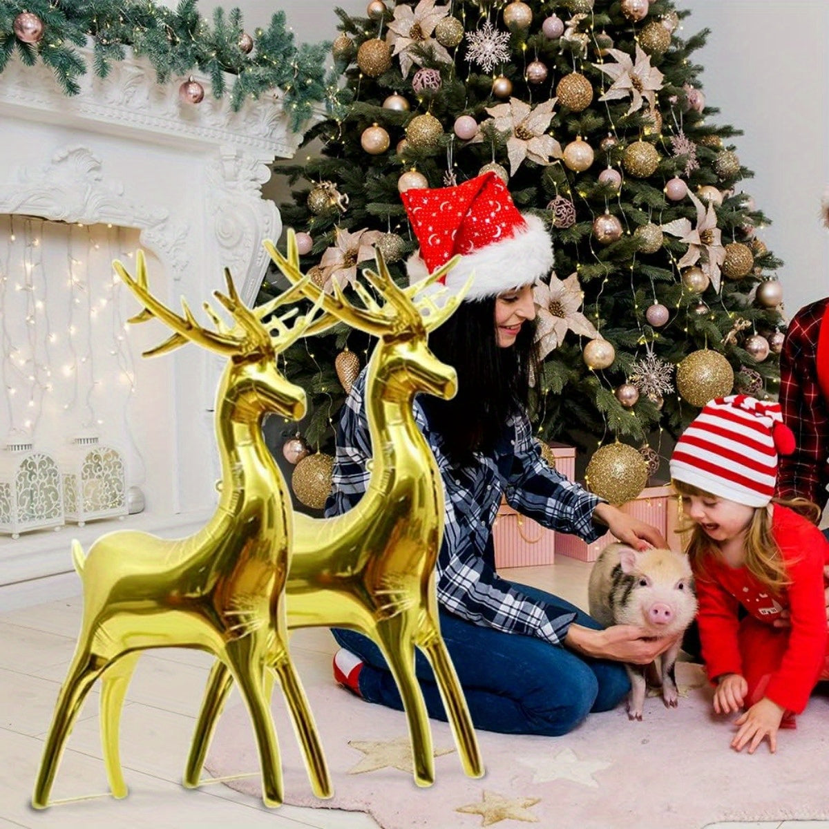 Christmas Foil Balloons Reindeer & Santa's Sleigh Set