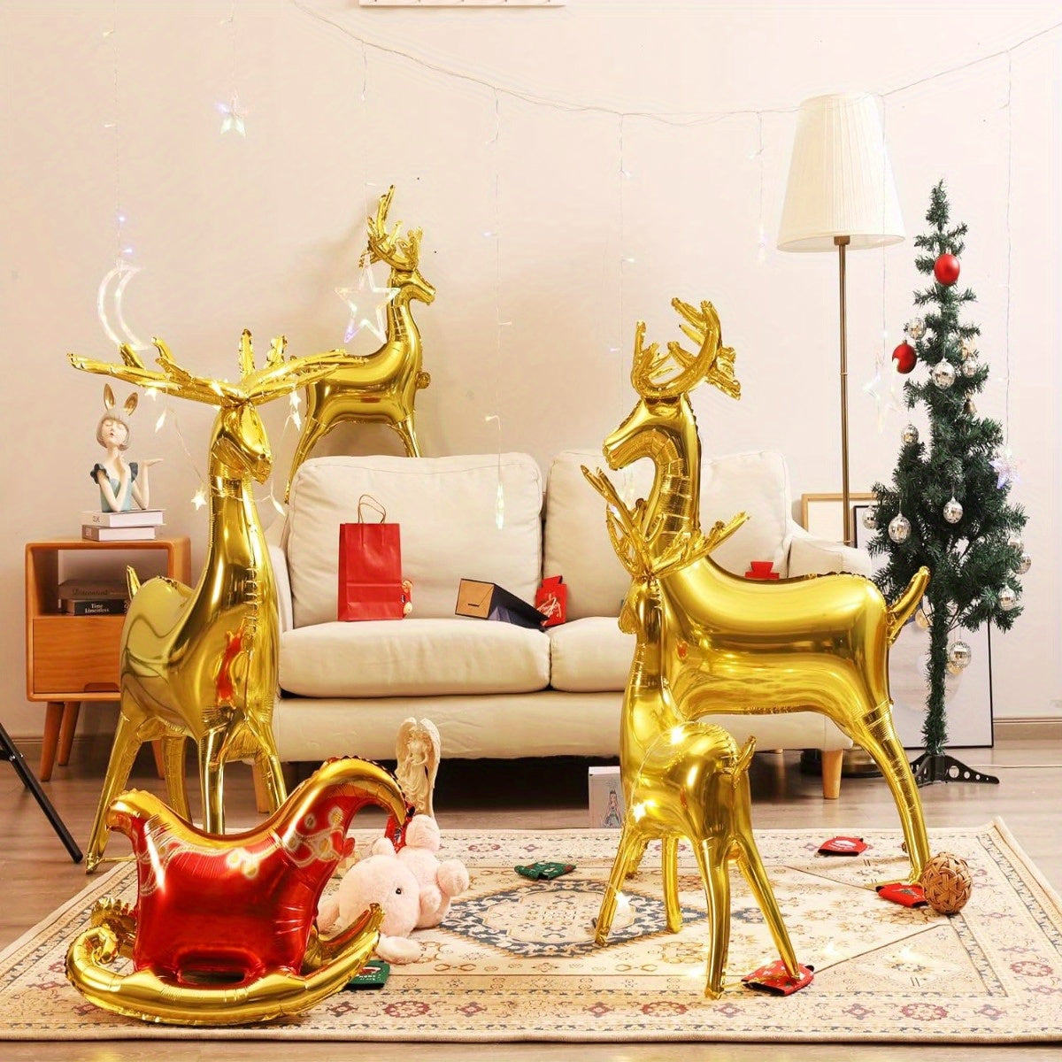 Christmas Foil Balloons Reindeer & Santa's Sleigh Set