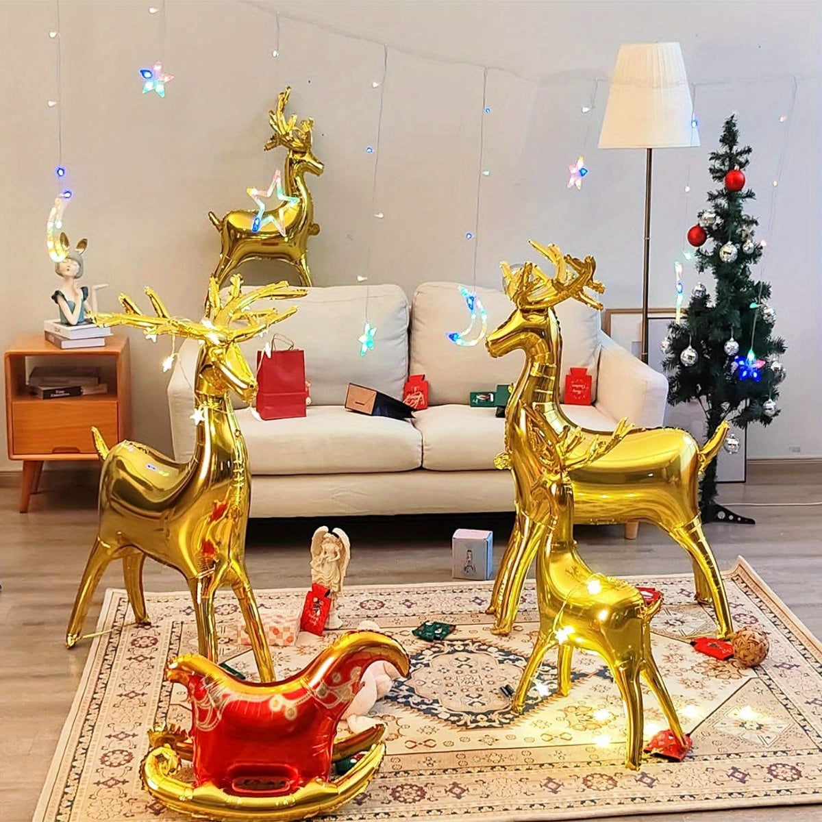 Christmas Foil Balloons Reindeer & Santa's Sleigh Set