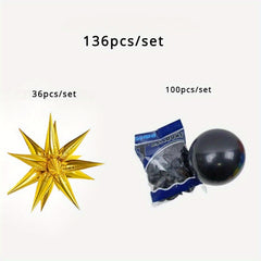 136pc Foil Conical Balloons Combo Star Foil Balloon Festive Party Decor