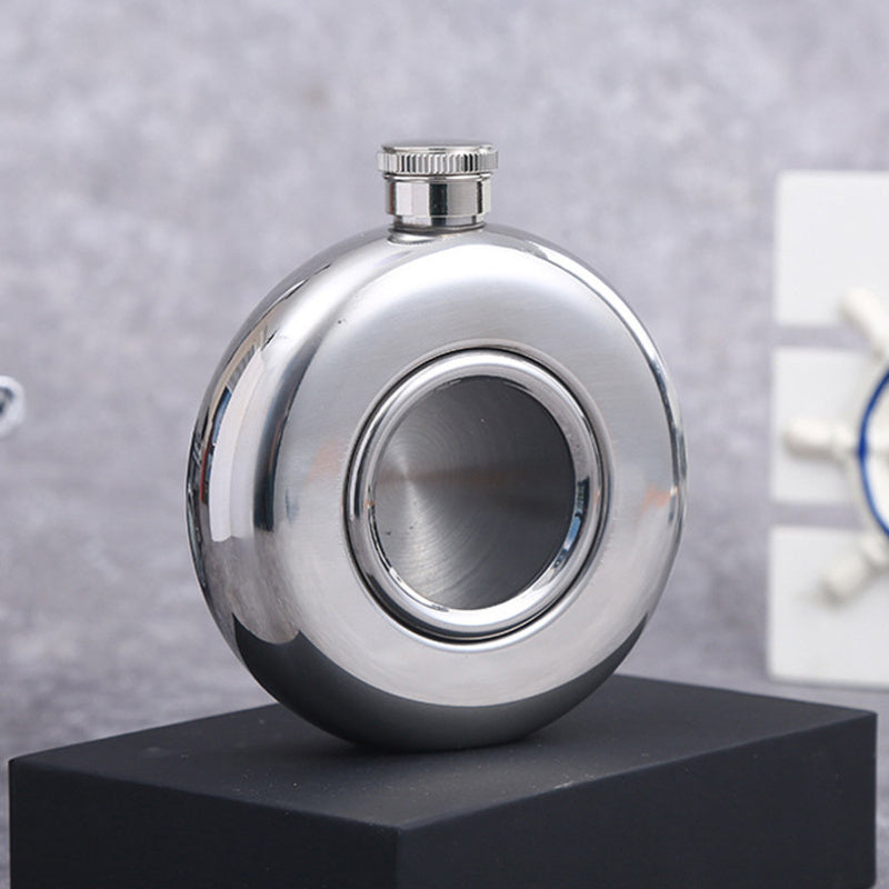 5oz Stainless Steel Water Bottle Mini Round Travel Camping Tool