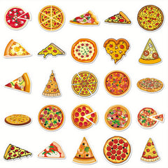 50pcs Cartoon Pizza Stickers for Stationery Books Laptops Water Cups Suitcases