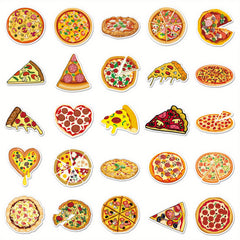50pcs Cartoon Pizza Stickers for Stationery Books Laptops Water Cups Suitcases