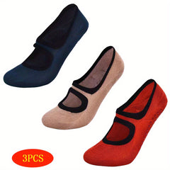 3 Pairs Women's Anti-Slip Yoga Socks Soft Comfortable Ballet Sports Socks
