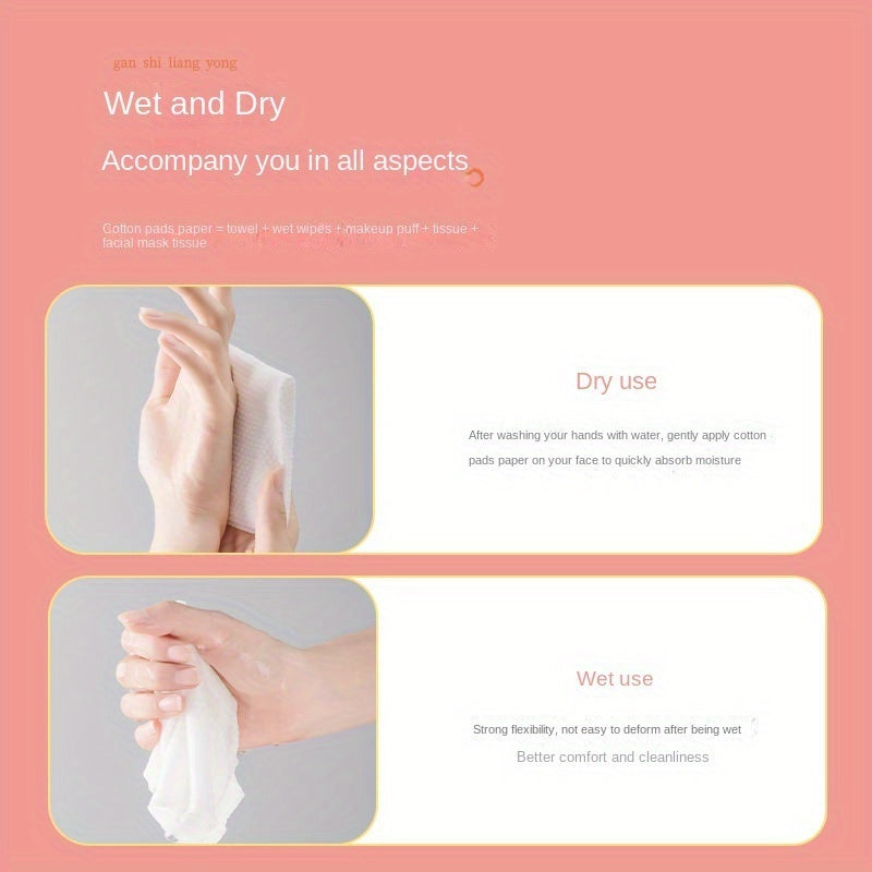 Disposable Face Towels for Makeup Cleaning, Wet and Dry Use