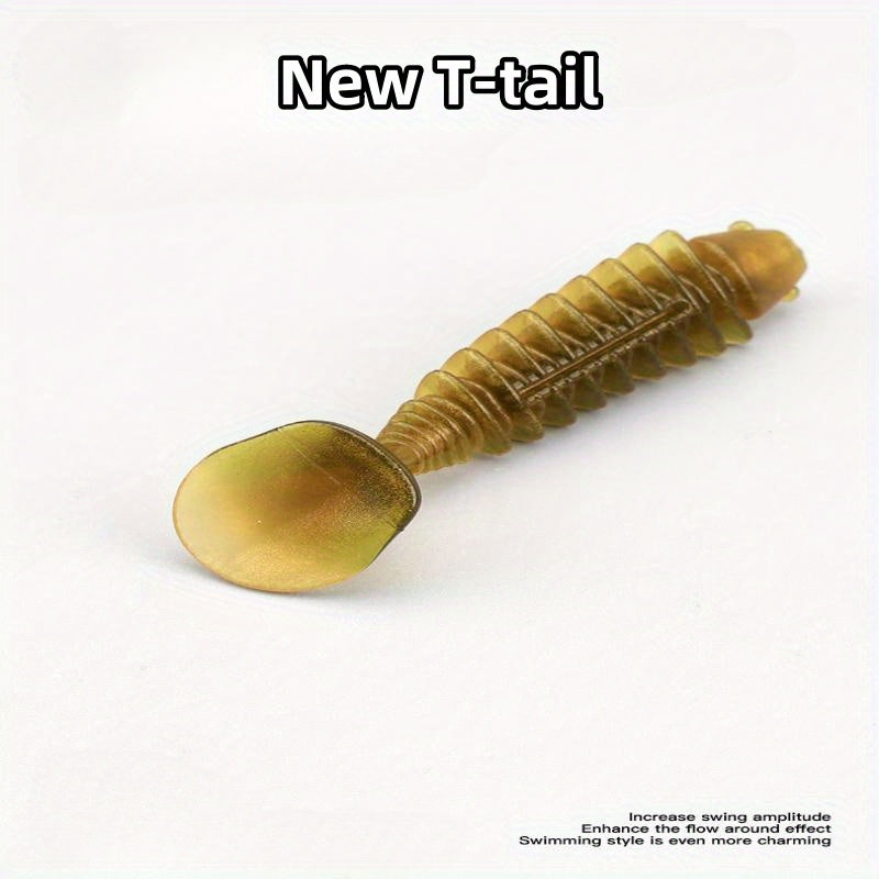 20 Pcs 3.5 Threaded Paddle Tail Swimbait Texas Rig Soft Lure Slow Sinking