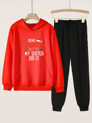Dear Santa My Sister Did It Hoodie & Jogger Set for Girls