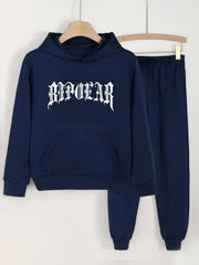 2pcs Letter Print Hoodies Jogger Pants Set For Girls Spring Fall