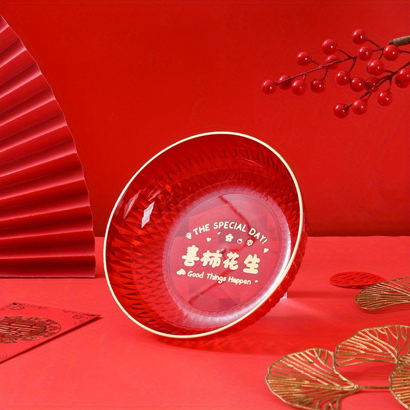 Year Festive Fruit Tray Red Festive Dried Fruit Bowl Year's Gift Decoration