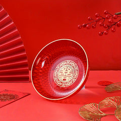 Year Festive Fruit Tray Red Festive Dried Fruit Bowl Year's Gift Decoration