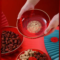 Year Festive Fruit Tray Red Festive Dried Fruit Bowl Year's Gift Decoration