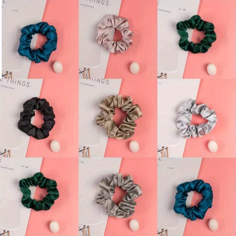 10pcs Silky Satin Scrunchies Hair Ties Elastic Hair Rope Accessories