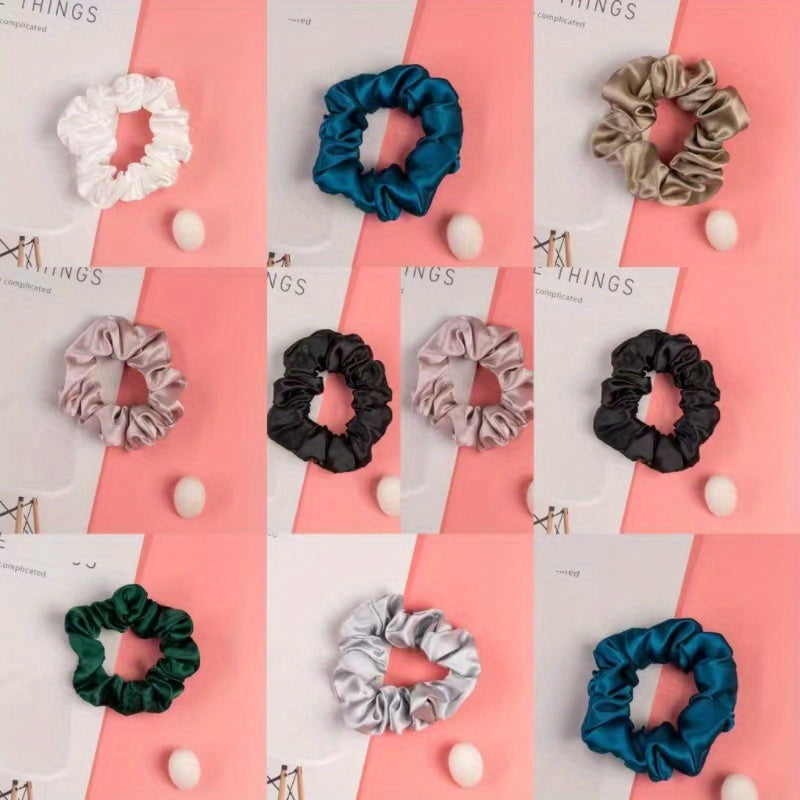 10pcs Silky Satin Scrunchies Hair Ties Elastic Hair Rope Accessories