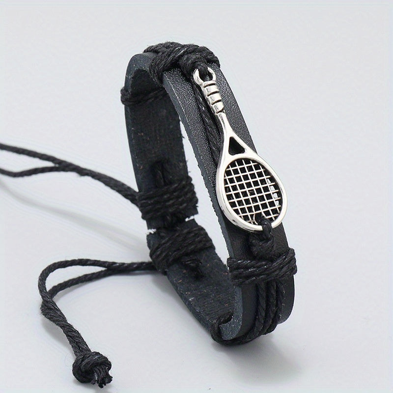Hand Woven Tennis Racket Leather Bracelet