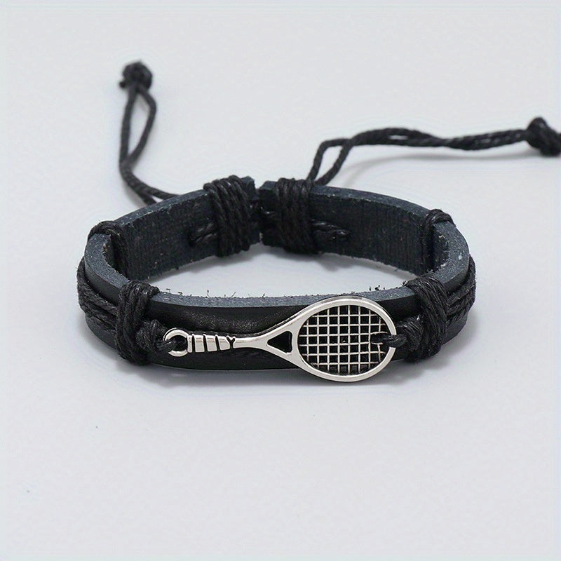 Hand Woven Tennis Racket Leather Bracelet