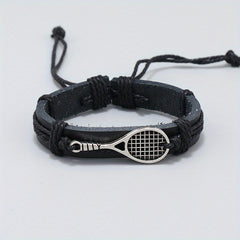 Hand Woven Tennis Racket Leather Bracelet