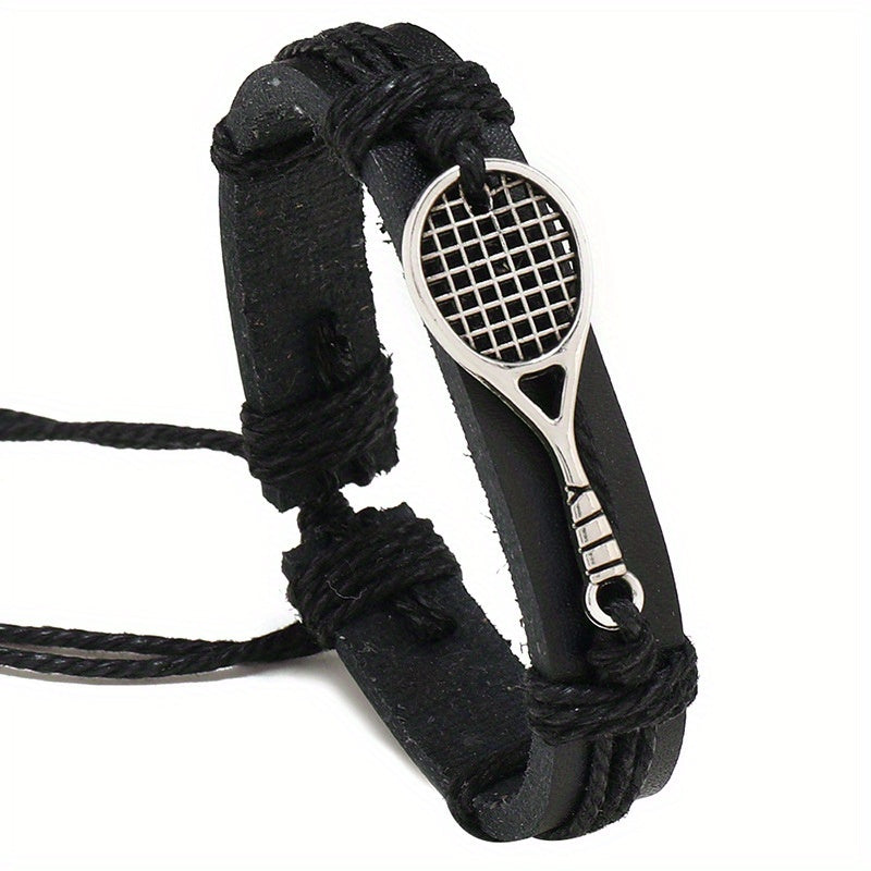 Hand Woven Tennis Racket Leather Bracelet