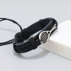 Hand Woven Tennis Racket Leather Bracelet