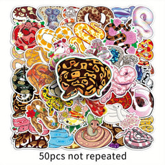 50pcs Snake Stickers Reptiles Snake Stickers Water Bottles Laptops