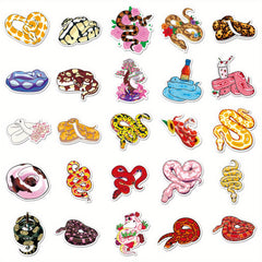 50pcs Snake Stickers Reptiles Snake Stickers Water Bottles Laptops