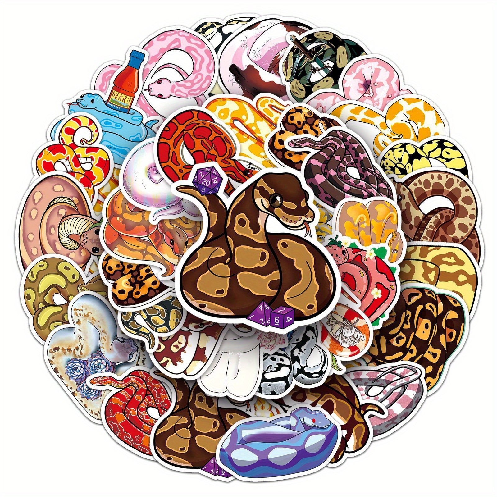 50pcs Snake Stickers Reptiles Snake Stickers Water Bottles Laptops
