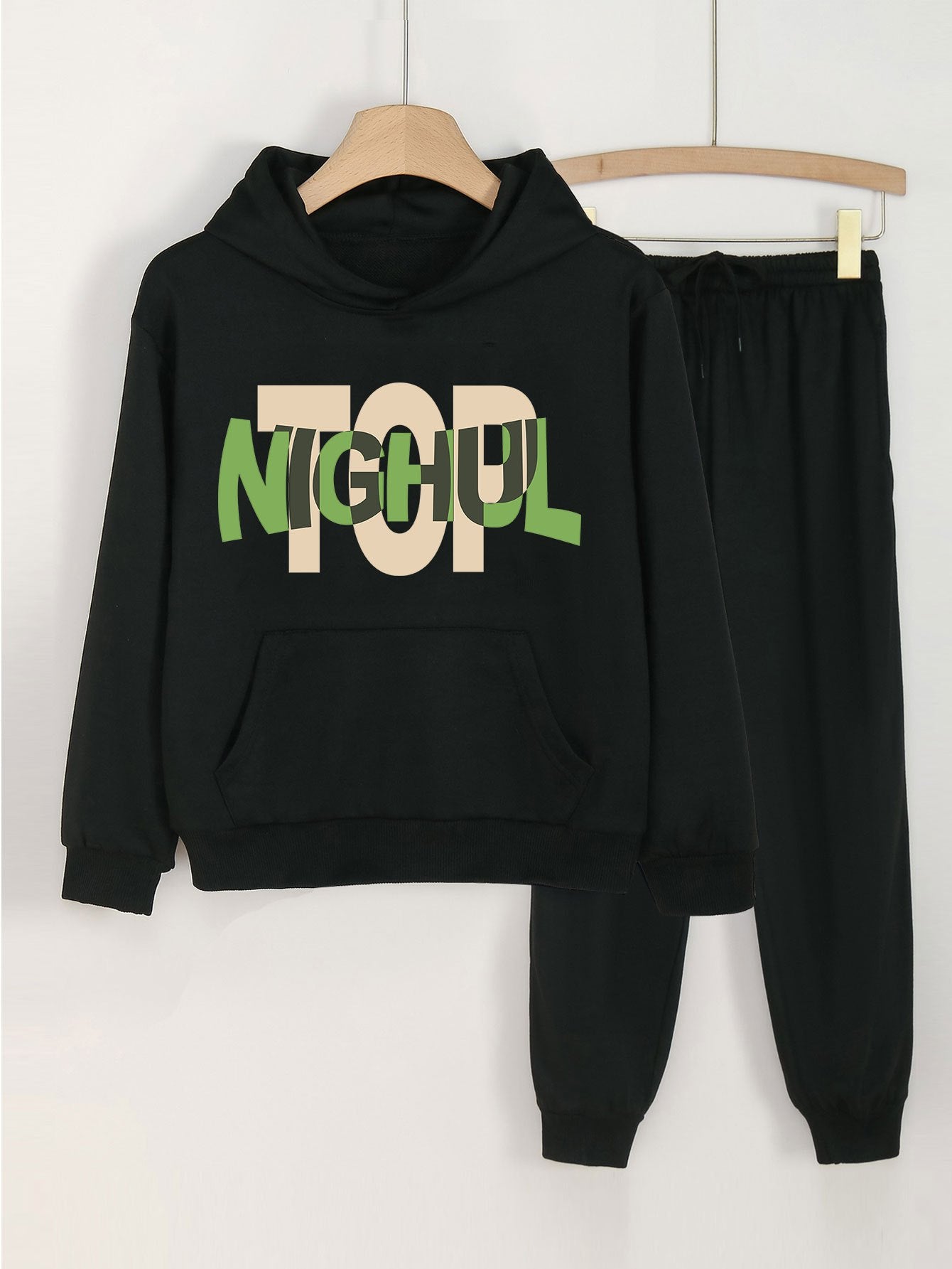 Girls Long Sleeve Hoodie & Elastic Waist Sweatpants 2pcs
