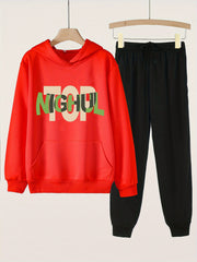 Girls Long Sleeve Hoodie & Elastic Waist Sweatpants 2pcs