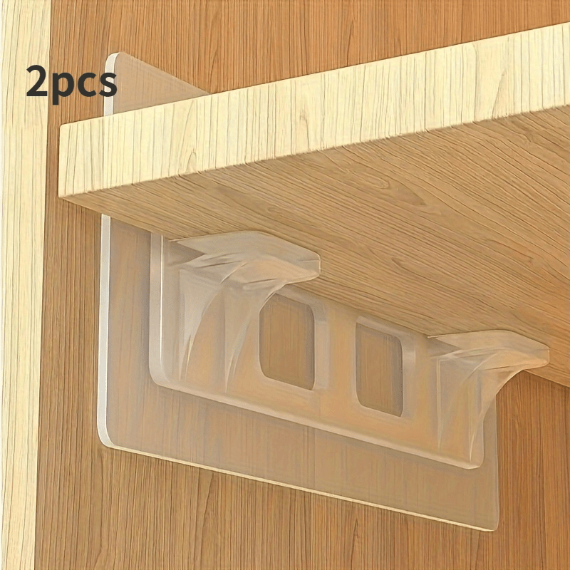 2pcs Adhesive Shelf Holder for Kitchen Cabinet Book Storage