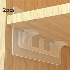 2pcs Adhesive Shelf Holder for Kitchen Cabinet Book Storage