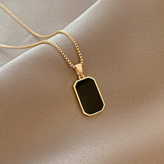 Golden Square Shell Titanium Steel Necklace Geometric Clavicle Chain