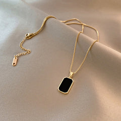 Golden Square Shell Titanium Steel Necklace Geometric Clavicle Chain