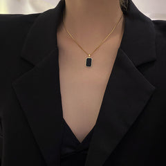 Golden Square Shell Titanium Steel Necklace Geometric Clavicle Chain