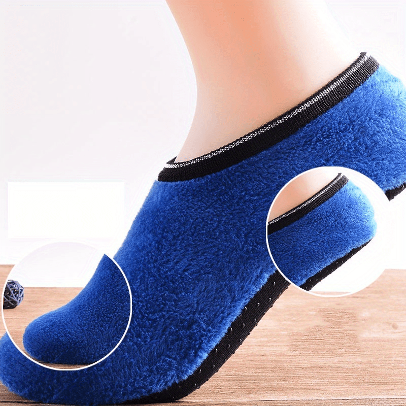 Thick Yoga Socks Low Cut Non Slip Fuzzy Socks For Fall & Winter